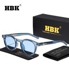 HBK Lunettes rétro rondes HBK avec branche en métal. Monture mode cool pour hommes. Idéal pour les activités de plein air, les fêtes, les voyages, la conduite, les vacances à la plage et l'utilisation casual. Décoration photo, cadeau parfait pour les vacances à la plage, les activités de plein air et les voyages, livré en emballage complet.