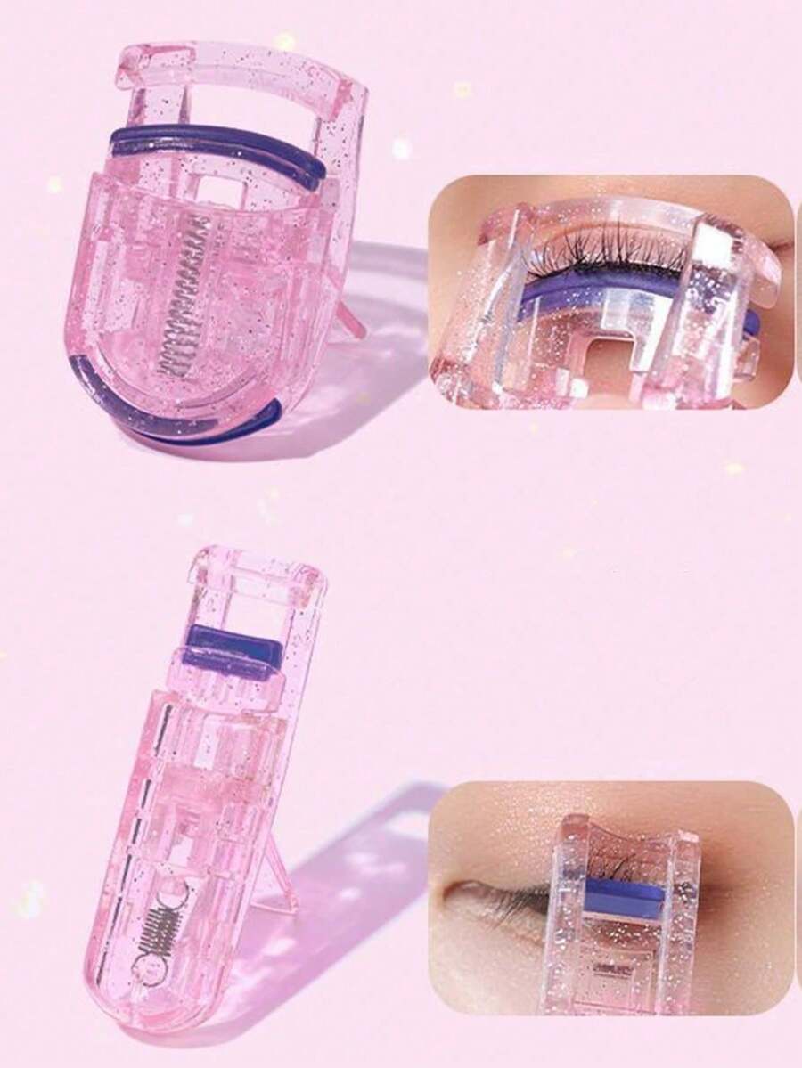 2pcs/1pc Pink & Dark Green Eyelash Curler Set - Wide Angle, Partial Curl For Beginners - Hypoallergenic, Alcohol-Free, No Batteries Required - Multicolor - View 1