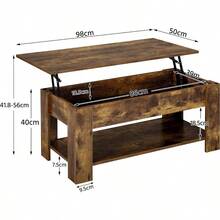 Wood Coffee Table, Lift Top Coffee Table With Storage, Lift Up Coffee Table For Living Room Furniture, Modern Rectangular Lifting Tea Table, Espresso - Rustic Brown - View 3