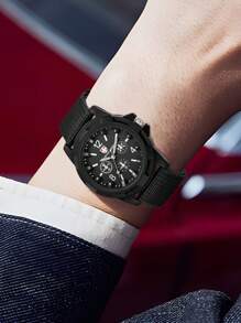 3 Peças de Relógios Masculinos com Escala Digital Simples e Vintage na Pulseira de Lona, Relógio de Quartzo Masculino Adequado para Uso Diário, Decoração ou Presente para Amigos ou Pais