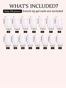 150 片中长粉色和白色法式凝胶指甲贴，法式指甲贴夹式指甲，三合一凝胶指甲贴，15 种尺寸，适合 DIY 美甲，适合女性和美甲沙龙按压指甲美甲用品