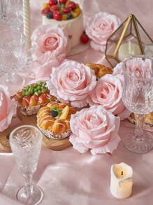 6pcs Fake Roses 3.9in Artificial Silk Flowers Faux Rose Flower Bouquet Bridal Wedding Flowers For Garland Wreath Arrangement Wedding Centerpiece Party Home Kitchen Decor