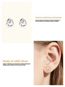 Pendientes de tuerca de plata de ley 925 con circonita brillante para mujeres, aretes de perforación de hueso de la oreja minimalistas y elegantes, joyería hipoalergénica, adecuada para damas de moda, estudiantes, regalos para el Día de San Valentín, cumpleaños, aniversario con estuche de regalo delicado