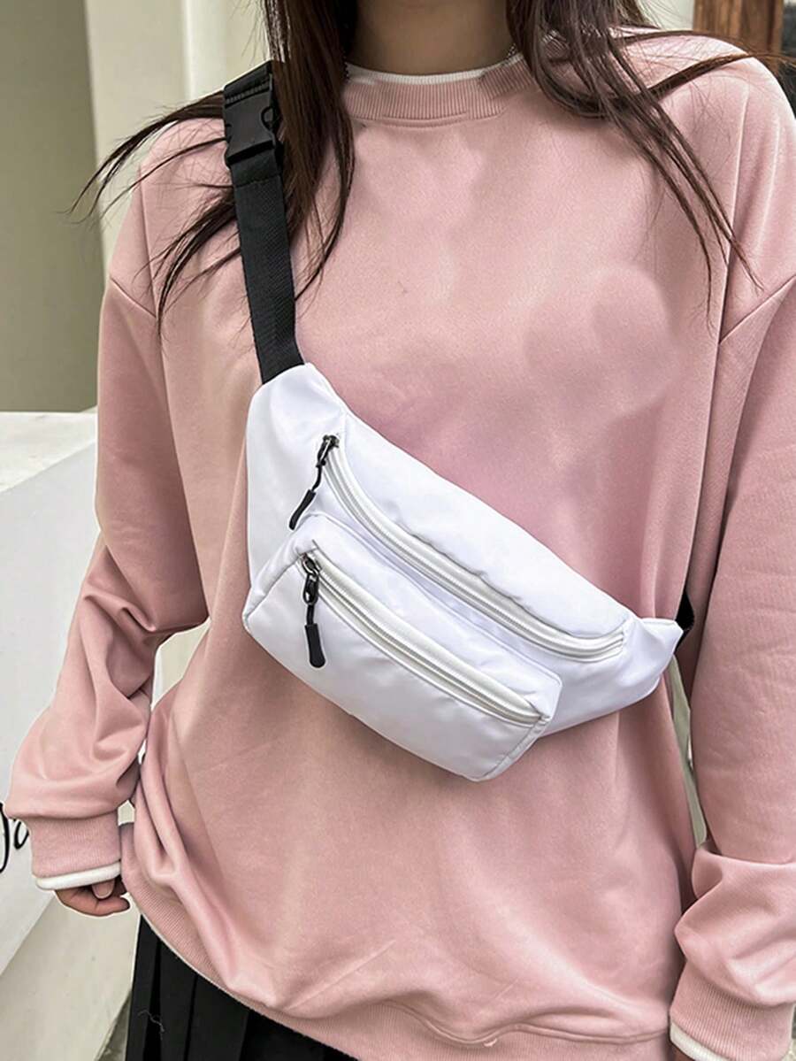 Casual Sports Fanny Pack Crossbody Chest Bag For Women - White - View 1