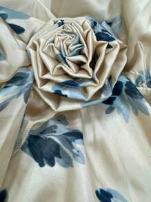 Ladies Summer Fashion Printed Shirt Top Half-Body Skirt Two Pieces Set