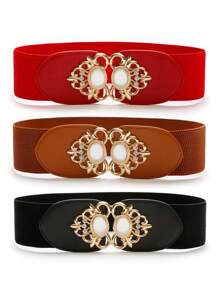 1pc/2pcs/3pcs/4pcs Elastic Waist Belt With Buckle Decor For Women Valentine's Day Valentines Summer, School Fall, Autumn, Halloween