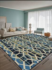 Tapete de área com design vintage inspirado na Boêmia, padrão geométrico de poliéster retangular, fácil manutenção, lavável, antiderrapante, adequado para sala de estar, corredor, cabeceira, sala de estar, quarto, escritório, cozinha, cabine