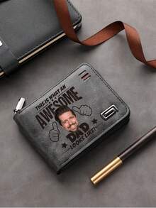 Personalized Leather Wallet For Dad, Father's Day Gift, Wallet With Dad's Photo, Father's Birthday Present, Unique Gift From Kids, Distinctive Gift For Dad For Men Wallet Mini Wallet Purse Wallet Men Wallet Leather Small Wallet - Multicolor - View 6