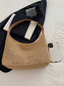 Minimalist And Stylish Casual Handbag, New 2024 Autumn Vintage Fashion Underarm Bag, Solid Color Shoulder Commuter Bag