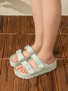 2025新款女士室内外多功能高弹力无味EVA时尚防滑扣凉鞋，缓冲，柔软，舒适，除臭 - 綠色 - 查看 5