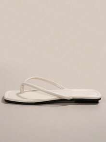Sandalias de tanga francesas para mujer, estilo de diosa dulce, versátiles para la playa, citas, fiestas y uso casual, suela suave antideslizante, verano, chanclas - Beis - Ver 4