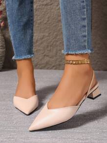 Chaussures à talons hauts blanches pour femmes avec sangle arrière, mules pointues