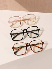 1/2/3 PCS Women's Acrylic Bohemian Style Large Square Frame Fashion Light Glasses For Daily Reading And Work Commuting For Summer Beach Vacation,Outdoor,Travel - 彩色 - 查看 18