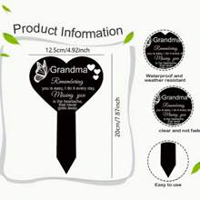 1 Piece, Grandmother Memorial Pile, Waterproof Acrylic Tombstone, Used To Commemorate The Deceased Grandmother, Suitable For Cemetery Memorial Gardens, Condolence Tombs, Outdoor Courtyard Decoration, Carving, Easy Ground Installation