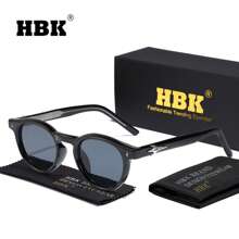 HBK Lunettes rétro rondes HBK avec branche en métal. Monture mode cool pour hommes. Idéal pour les activités de plein air, les fêtes, les voyages, la conduite, les vacances à la plage et l'utilisation casual. Décoration photo, cadeau parfait pour les vacances à la plage, les activités de plein air et les voyages, livré en emballage complet.