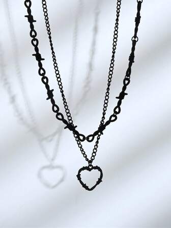 1/2pc Gothic Metal Thorn, Bead Chain Necklace With Butterfly Pendant, Suitable For Women's Daily Wear