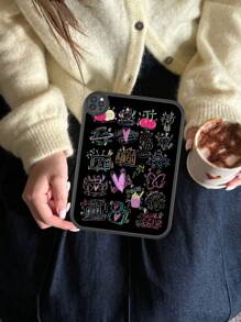 1 Peça Capa de Tablet Antiderrapante em Estilo de Rabisco de Giz de Cera com Tema de Dopamina, Pintada à Mão, Proteção Antiderrapante Integrada de 360 Graus para iPad de 10ª Geração de 10,9 Polegadas, Capa Protetora de Couro Portátil para Tablet iPad de 10,2 Polegadas