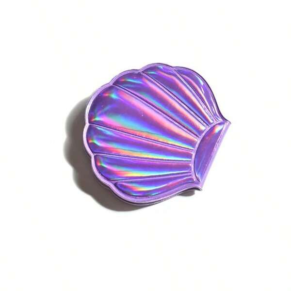 1 peça novo espelho de maquiagem cosmético a laser arco-íris dobrável em forma de concha