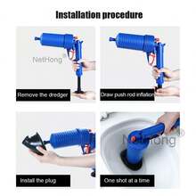 NetHong Drain Blaster Air Pump Sink Plunger Bath Toilet Drain Blockage Remover Unblocker - Blue - View 5