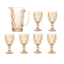 7 Piece Kit 1 Glass Jar 1 L + 6 Diamond Colored Glasses, Water Juice - 琥珀色 - 查看 1