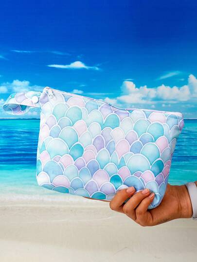 1 حقيبة مبللة لبدلة السباحة والسفر والشاطئ، حقيبة الحفاضات والحقيبة المانعة للماء ذات الحجم الكبير للأدوات والمستحضرات، كيس سوستة مناسب للبنات والأصدقاء