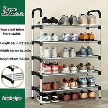 1pc 4-8 Tier Multi-Function Metal Shoe Rack, Space-Saving Entryway/Dorm Shoe Organizer, Easy Assembly Independent Storage Shelf, Adjustable Tier Heights For Shoes, Boots And Sneakers, Sturdy Metal Frame, Modern Minimalist Design, Compact And Versatile For Small Apartments And Hallways - Multicolor - View 12