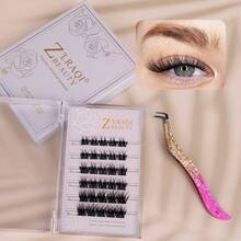 30/36片装假睫毛套装，无需胶水，浓密纤长，彩色高品质镊子，打造3D立体浓密睫毛效果，精美包装，女士热门单品 - D - 查看 9