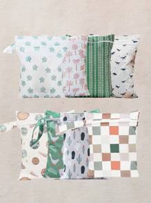 3pcs Cartoon Pattern Baby Diaper Wet Dry Bag/Storage Bag, Baby Bath Decor, Family Gift, Random Pattern Distribution