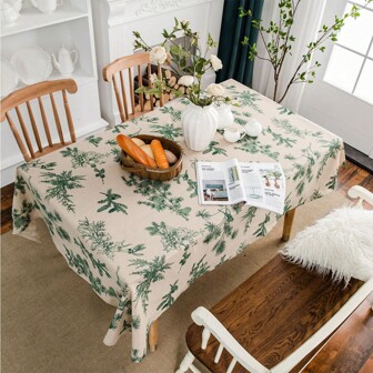 1 pièce Nappe de table de Noël avec imprimé sapin de style américain en lin, nappe de table rectangulaire, décoration de dessus de table en tissu