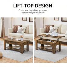 Wood Coffee Table, Lift Top Coffee Table With Storage, Lift Up Coffee Table For Living Room Furniture, Modern Rectangular Lifting Tea Table, Espresso - Rustic Brown - View 5