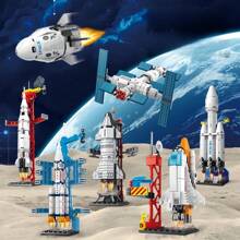 1 Set ABS Aerospace Shuttle Building Blocks Toy, Shuttle Building Blocks Toy Assembly Puzzle Blocks Spacecraft Rocket, Aerospace Rocket Launch Center Space Station Toy Creative Home Decor DIY Toy Creative Home Decor Ornament, Suitable For New Year, Back To School, Spring Festival, Birthday Gift, DIY Small Particle Plastic Building Blocks Assembly Military Science Popular Science Educational Model Miniature