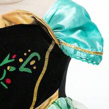 9 件套绿色图案短袖女童连衣裙配饰套装，儿童角色扮演服装，万圣节服装，生日服装