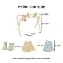 13cm/5-Inch Foldable Metal Dollhouse Clothes Rack 1:12 Scale Mini Laundry Decor With Hooks Pretend Play Creative Gift (Durable Design) - White - View 8