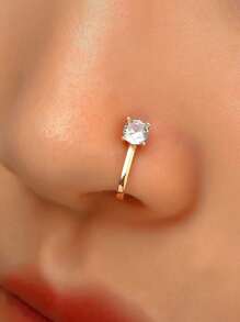1 peça piercing falso feminino, argola de nariz, septo, sem piercing, clipe de nariz, rock, hiphoop, aço inoxidável, moda punk, joia corporal