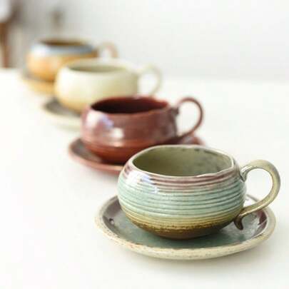 Japanese Elegant Coffee Mug, Ceramic Vintage Cup, Couple Water Cup, Household Single Cup, Men And Women Tea Cup, Ceramic Coffee Cup And Saucer Set Back To School