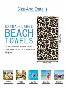 1 件波西米亚花卉沙滩巾，超大超细纤维沙滩毯，超强吸水浴巾，适合旅行、泳池、潜水、冲浪、瑜伽、露营、成人及各种尺寸，沙滩配件夏季假日浴室装饰沙滩必需品 - 彩色 - 查看 10