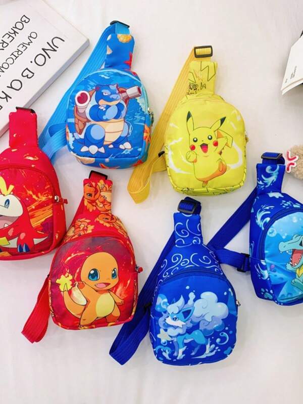 Bolso de pecho, bolso de cintura y bolso cruzado versátil con diseño de Pikachu - Bolsa de almacenamiento ligera para viajes, regalo ideal para amigos y cumpleaños