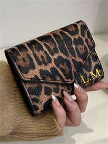 [Customized]Personalized Name All-Over Pattern Multi-Card Holder Women Trifold Wallet Leopard Print Gift For Women Wallet Purse Wallet Small Wallet - Multicolor - View 2
