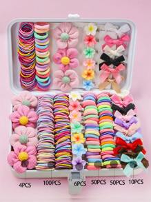 220 pièces Pinces à cheveux en forme de fleurs pour filles, jolis attaches-cheveux de princesse, élastiques, bandeaux de cheveux durables et non dommageables, chouchous, épingles à cheveux à la mode, accessoires capillaires polyvalents, convenant pour un usage quotidien, cadeau
