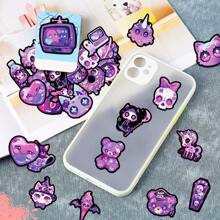 50pcs Gothic Style Dark Purple Cartoon Graffiti Stickers Suitable For DIY Skateboards Luggage Helmets Notebook Stickers