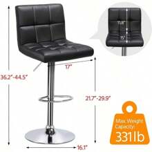 2pcs Adjustable Modern Bar Stools Swivel PU Leather Stool Chair Back Kitchen Island Counter Height Swivel Bar Stool