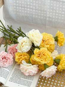 6pcs Short Stem Artificial Carnation Flowers, Lifelike Carnations | Polyester Material | Flexible Iron Wire Stem | Suitable For Home Decor, Living Room, Kitchen, Dining Table, Holidays, Weddings, Engagements, Office Decorations, Valentine's Day, Thanksgiving, Mother's Day, Spring/Summer Decorations
