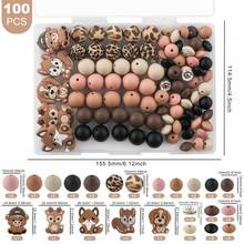 100pcs/Box Contains Various Silicone Focal Beads (Christmas Theme, Halloween Theme, Plant Theme, Cow, Dog, Etc.), 15mm Printed Silicone Beads, As Well As A Combination Of 15 Solid Color Silicone Beads And 12mm Lentil Beads. It Is Suitable For Jewelry DIY Handicrafts, Bracelets, Keychain Pendants, Bag Pendants, And Can Also Be Given As Gifts To People - Multicolor - View 8