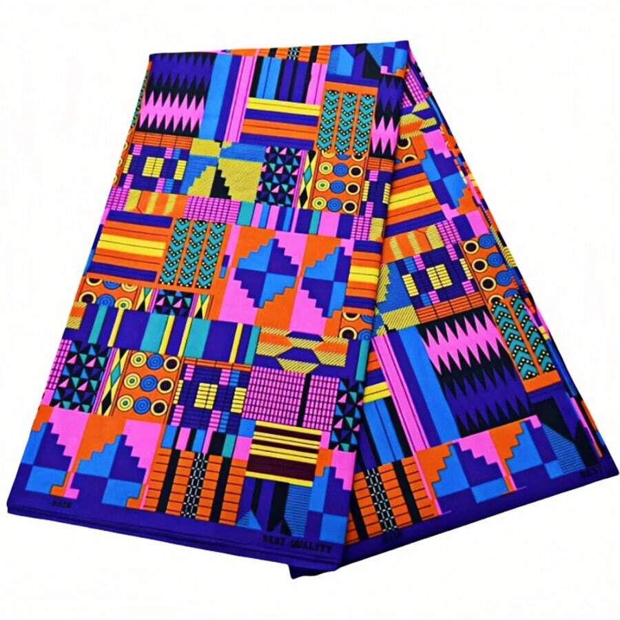 1/3/6 Yards African Wax Print Fabric, Ankara Fabric, Suitable For Party Dresses - Geometry - View 1
