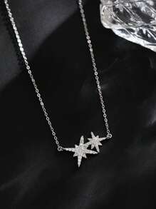 1 Stück elegante 925er Sterlingsilber-Kette für Damen, minimalistisches sechszackiger Stern Design, geeignet für den täglichen Gebrauch und festliche Anlässe, Party-/Geburtstagsgeschenk