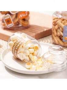 1pc Transparent Plastic Cookie/Candy Jar, Minimalist & Practical Multipurpose Design (The Pattern/Label On The Jar Surface Is Only For Display, The Actual Product Does Not Have Any Pattern). - Clear - View 4