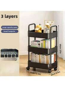 1 pièce Chariot multi-couches ménager en matériau PP, Étagère de rangement pour salon, jouets, articles de toilette, Étagère de rangement mobile pour chambre, bureau, salle de bain