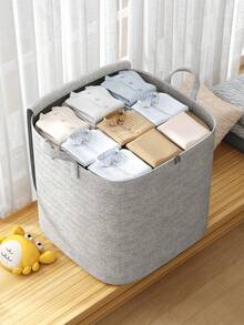 1PC Grey Zipper Large Capacity Storage Bag, Upgraded Clothing Storage Bag, Toy Storage Bag, Moving Packing Bag, Classic Miscellaneous Storage Bag, Herringbone Pattern Storage Bag, Two-Way Alloy Zipper, Sturdy Handle - Grey - View 5