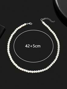 1pc Bohemian Style Glass Pearl Fashionable High-End Elegant Versatile Necklace, Suitable For Women's Daily, Party, Wedding And Event Wear - White - View 4