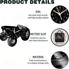 1 pièce Horloge murale de tracteur de style ferme, horloge murale de disque vinyle de tracteur vintage sans cadre et silencieuse, convient pour la chambre à coucher, le pays, la prairie, le jardin, la ferme, la fête des pères, la Saint-Valentin, les anniversaires